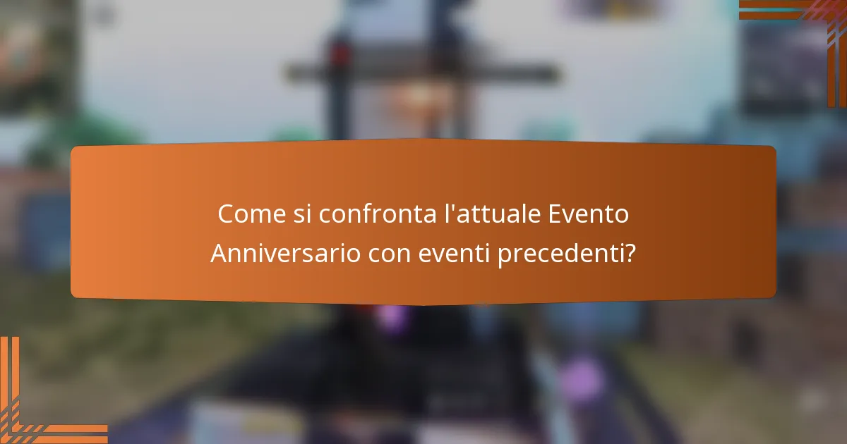 Come si confronta l'attuale Evento Anniversario con eventi precedenti?